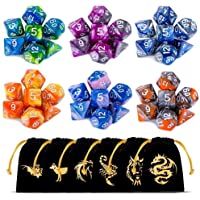 CiaraQ Poliédrico Dados- 6 x 7 (42 Piezas) Colores Dobles Dados de Juego para Dungeons and Dragons DND RPG MTG D20 D12…